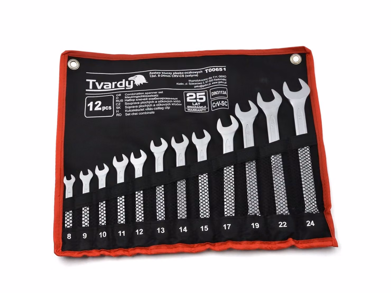 Set di chiavi combinate professionali da 12 pezzi - Acciaio CRV forgiato a freddo, angolo della testa di 15°, strumento ideale per spazi ristretti e applicazioni professionali.