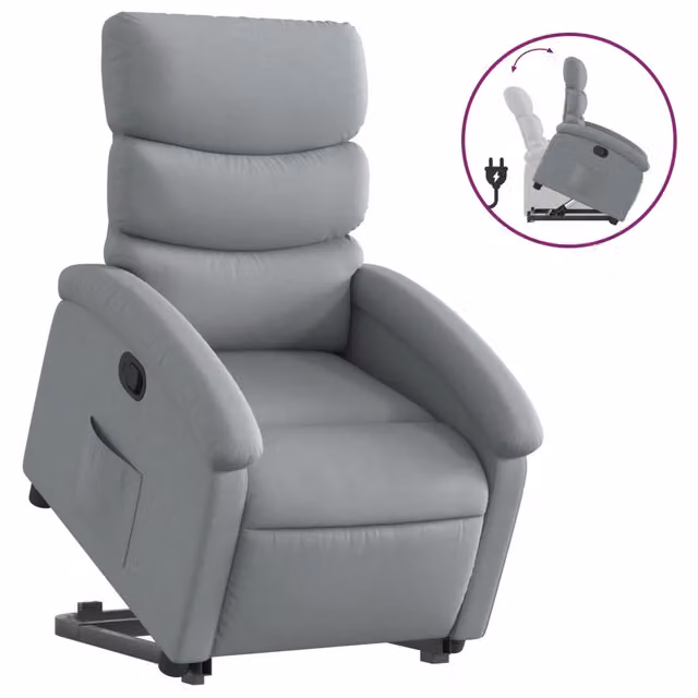 Poltrona | Sedia Relax Alzapersona Reclinabile Grigio Chiaro in Tessuto