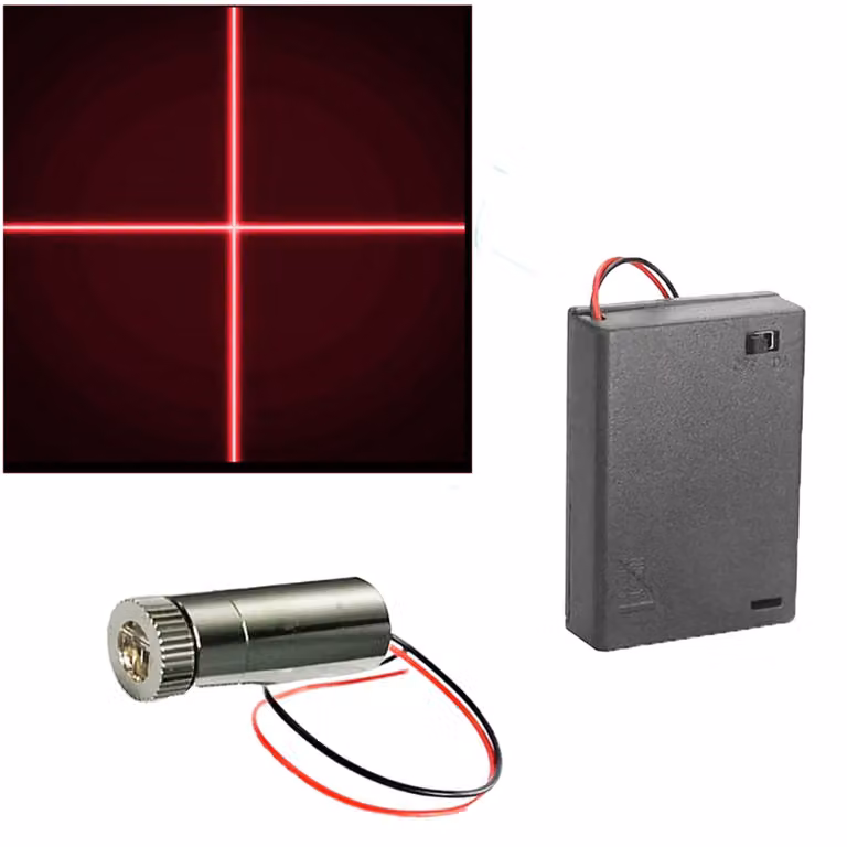 Modulo laser a croce da 650 nm, da 3-5 V, con diodo, driver e supporto per batteria