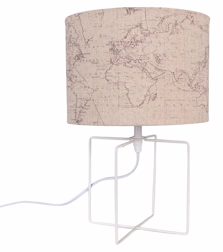 Lampada da tavolo Clayre & Eef Ø 22x34 cm Beige Bianco Ferro
