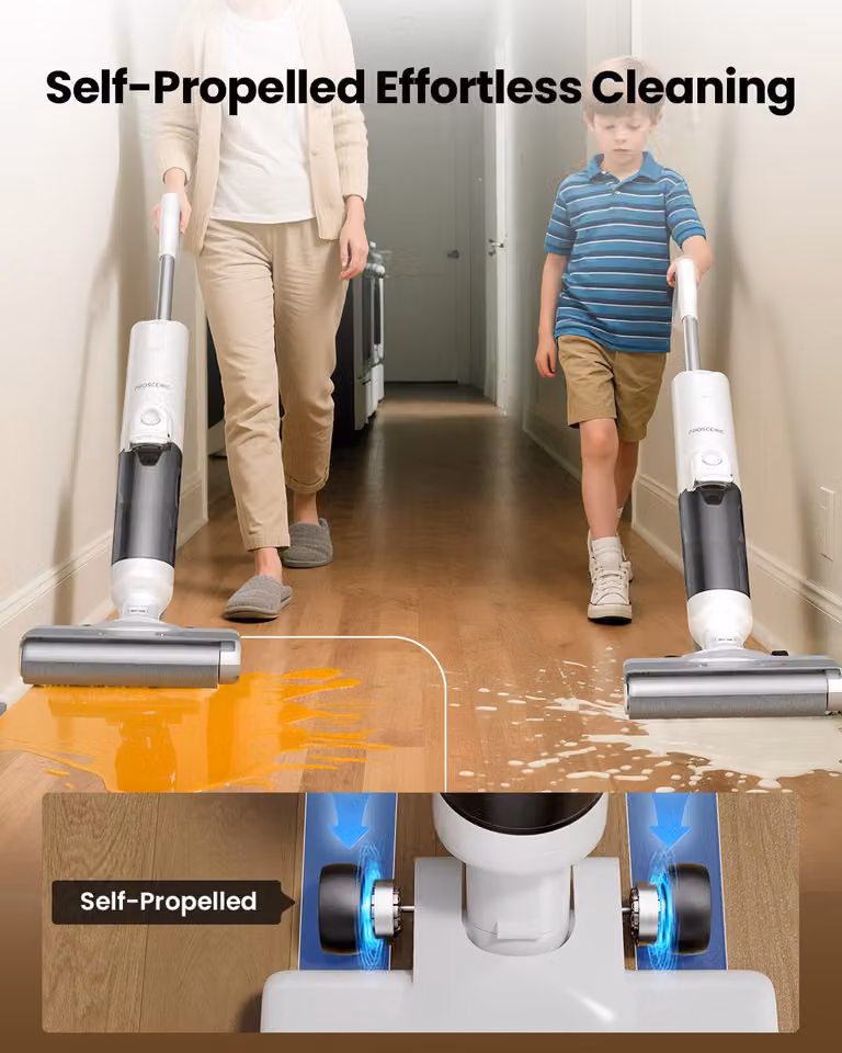Aspirapolvere senza fili 3-in-1, per aspirare sia polvere che liquidi - Autonomia di 60 minuti - Funzione di pulizia automatica