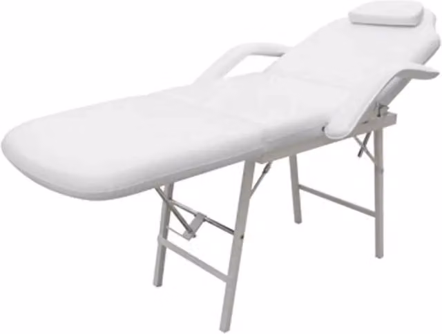Lettino da Massaggio Portatile in Similpelle 185x78x76cm Bianco 110041