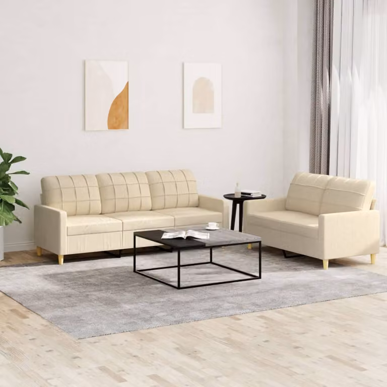 Set di 2 divani moderni vidaXL in tessuto beige con cuscini per il tuo soggiorno