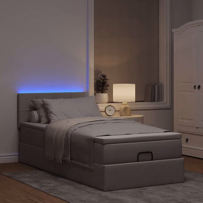 Maison Exclusive - Letto ottomano con materasso e LED taupe 90x200 cm tessuto
