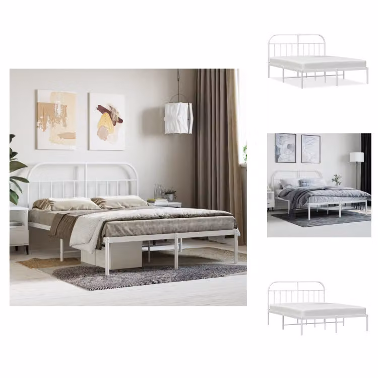 vidaXL Giroletto con testata in metallo bianco 150x200 cm - Letti & reti