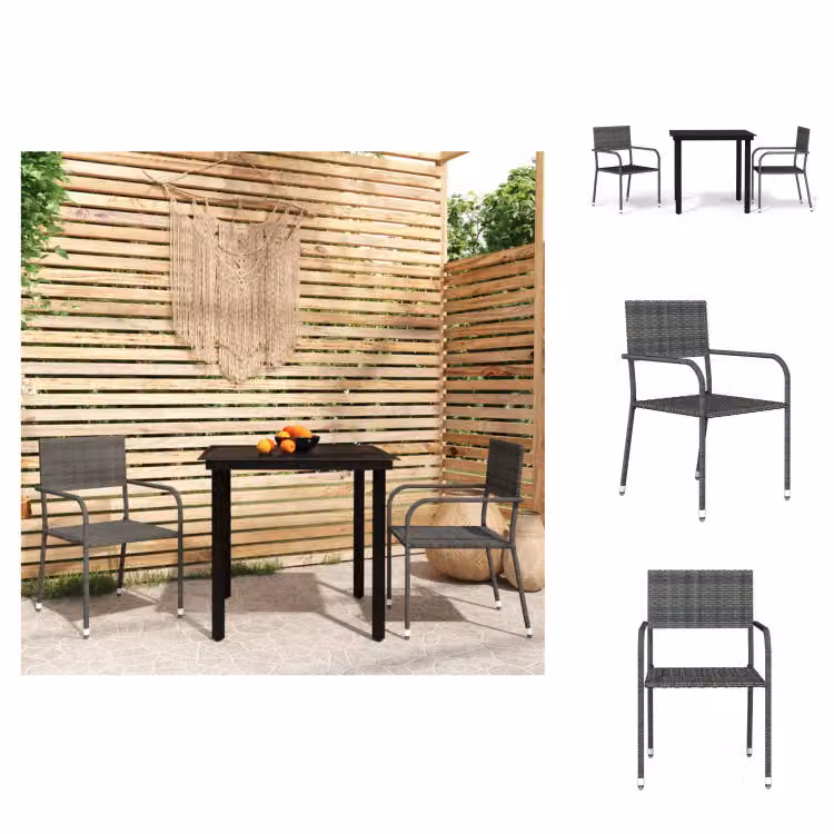 vidaXL Set da pranzo da giardino 3 pezzi grigio - Set di mobili da giardino