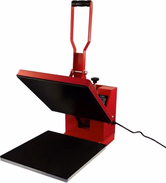 Pressa a caldo PixMax rossa in acciaio per stampa a sublimazione e personalizzazione, L/P: 38 x 38 cm