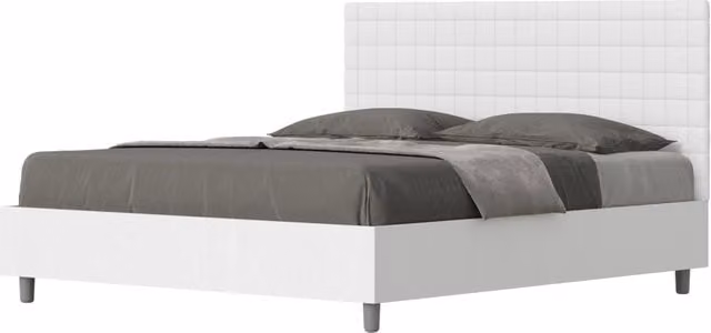 Letto Matrimoniale con Contenitore a Alzata Giordanoshop, Struttura Bianco Frassico e Testata in Similpelle, L: 167 cm, P: 198 cm, H: 113 cm – 1