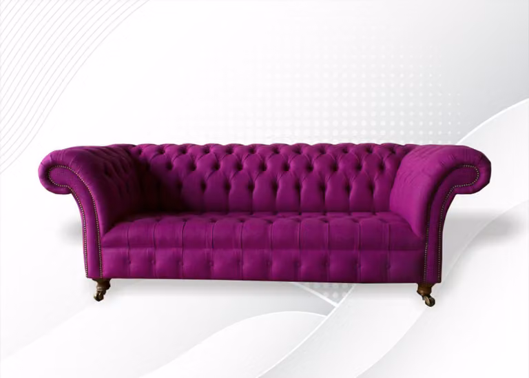 Chesterfield 3Sitzer Lila Stoff Design Couchen Polster Sofas Kreative Sofa