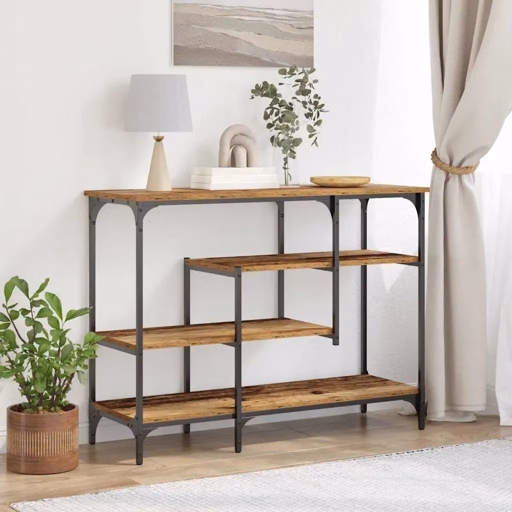 vidaXL Tavolo Console in Stile Industriale in Legno e Metallo, Marrone, L 100 x P 35 x H 75 cm