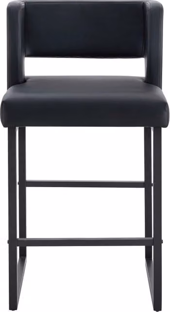 Sgabello da bar Chicfurn con seduta imbottita in similpelle nera e gambe in metallo per cucina e soggiorno