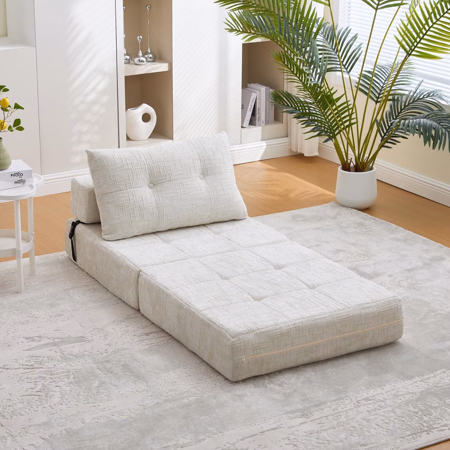 LVHOM Divano letto pieghevole multifunzione, letto per ospiti salvaspazio con cuscino, divano imbottito con schiuma ad alta densità, per ufficio soggiorno, beige