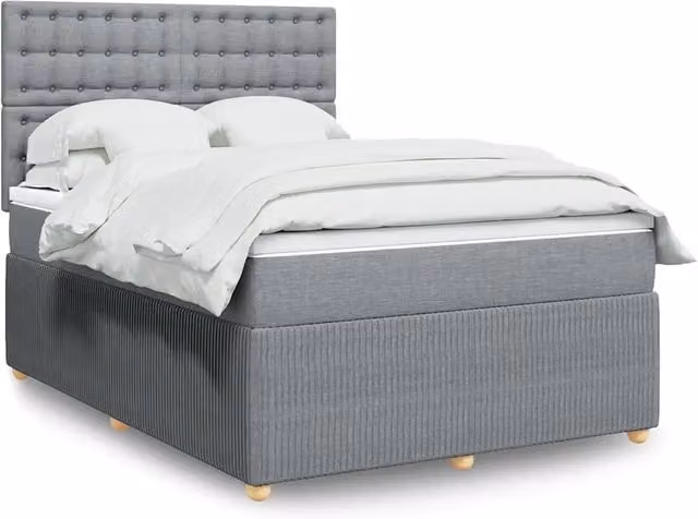 Letto Ibrido con Giroletto a Molle e Materasso vidaXL, Grigio e Bianco, L/P/H: 160 x 200 cm
