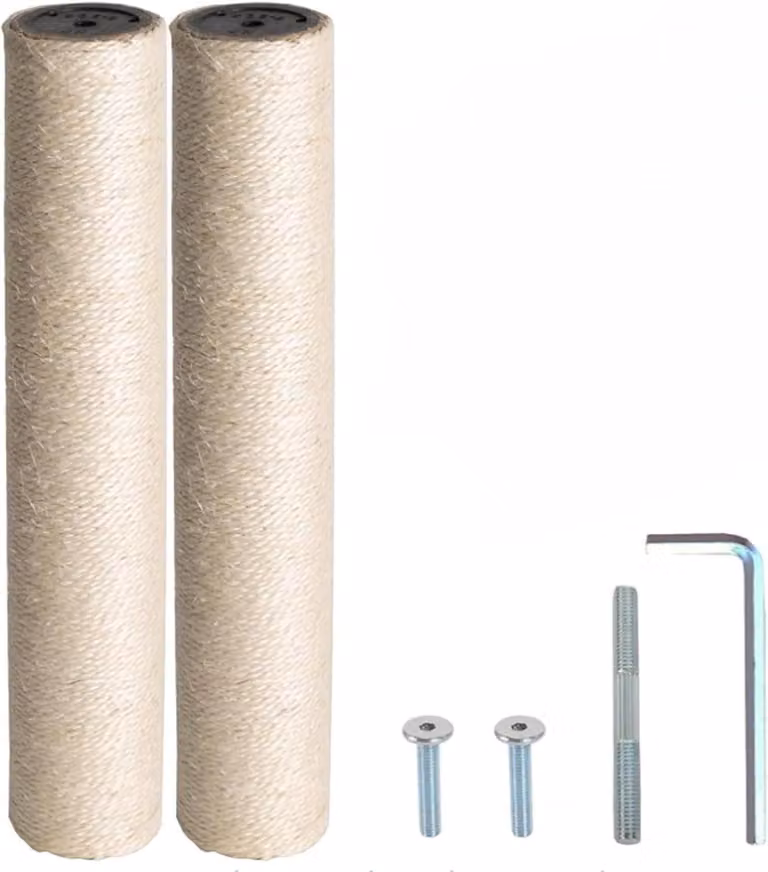 Albero per gatti, altezza 34 cm, confezione da 2 pezzi, completo di viti e chiave, realizzato in sisal naturale