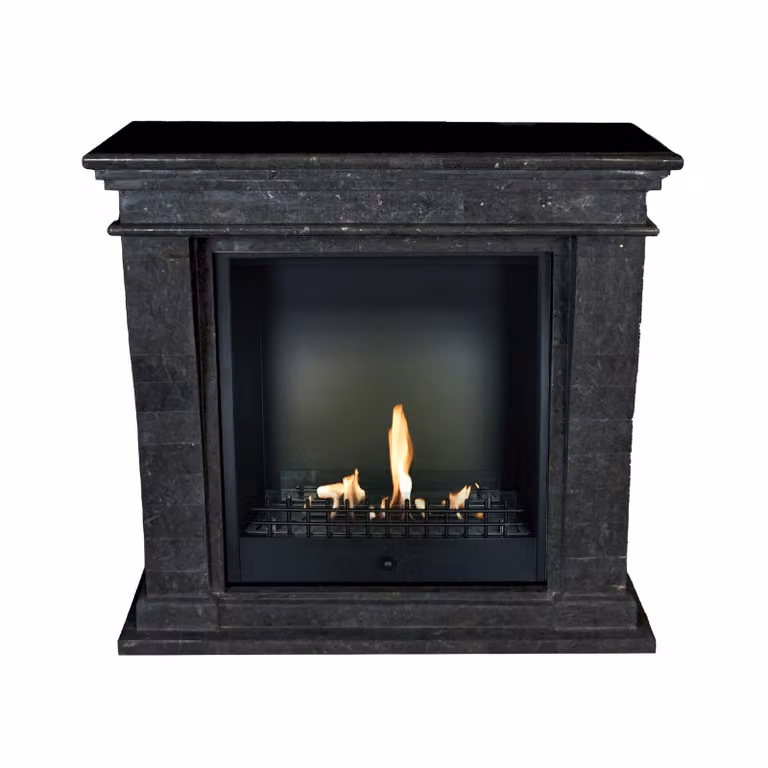 Caminetto a etanolo Xaralyn - Kreta-Mini BCL-SBP - pietra naturale lucidata nera - riscaldamento a 3 kW - caminetto da incasso incluso - caminetto decorativo