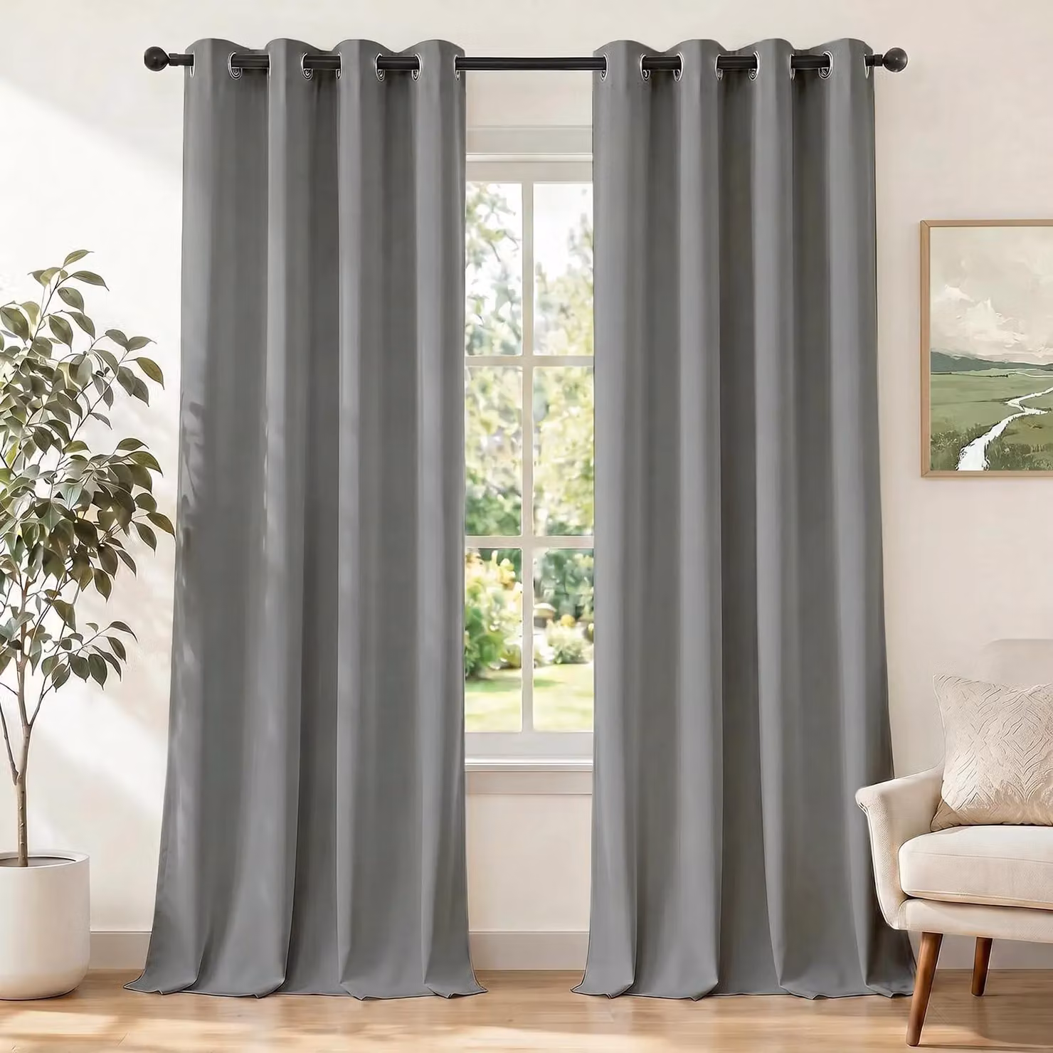 Set di 2 tende termiche nere con passanti, dimensioni 140x300 cm