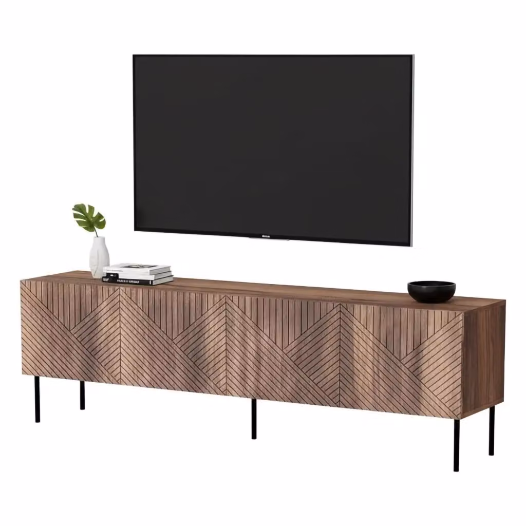 Mobile porta TV Marea DMORA, Madia da salotto moderna con quattro ante battenti in colore noce, L 190 cm x P 40 cm x H 58 cm – 2