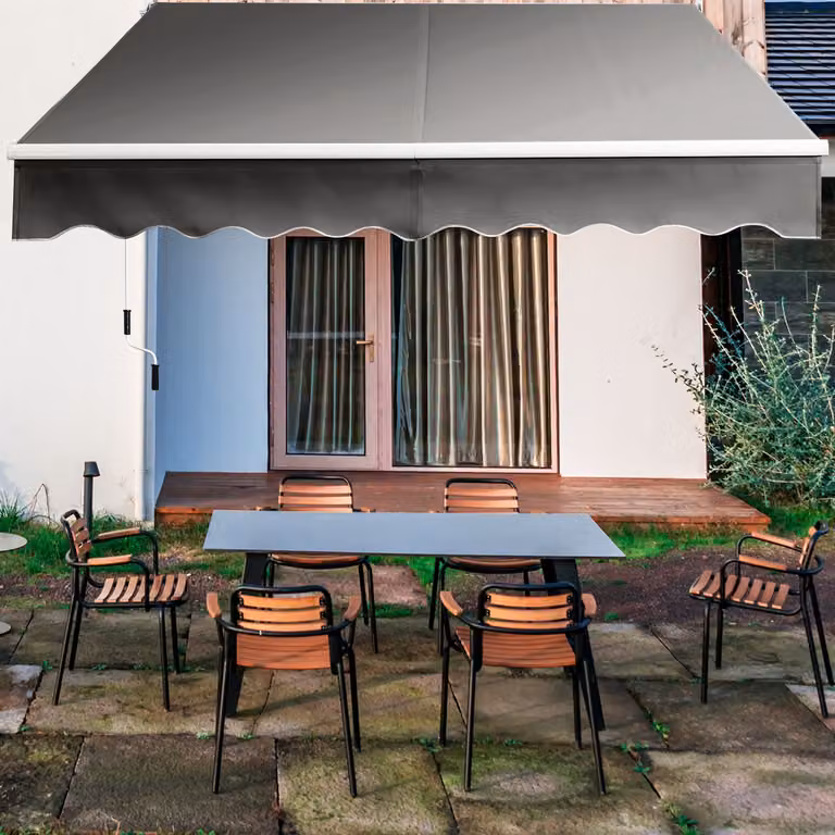 Tenda da sole retrattile Costway in alluminio e poliestere impermeabile con manovella, Grigio, L: 295 cm, H: 250 cm