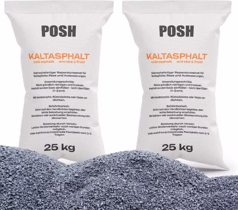 POSH asfalto a freddo 50 kg miscela bituminosa 0-8 mm, 2 x 25 kg