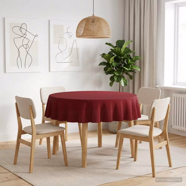 Tovaglia Rotonda vidaXL Rosso Vino in Poliestere, Idrorepellente e Lavabile in Lavatrice, Ø 160 cm