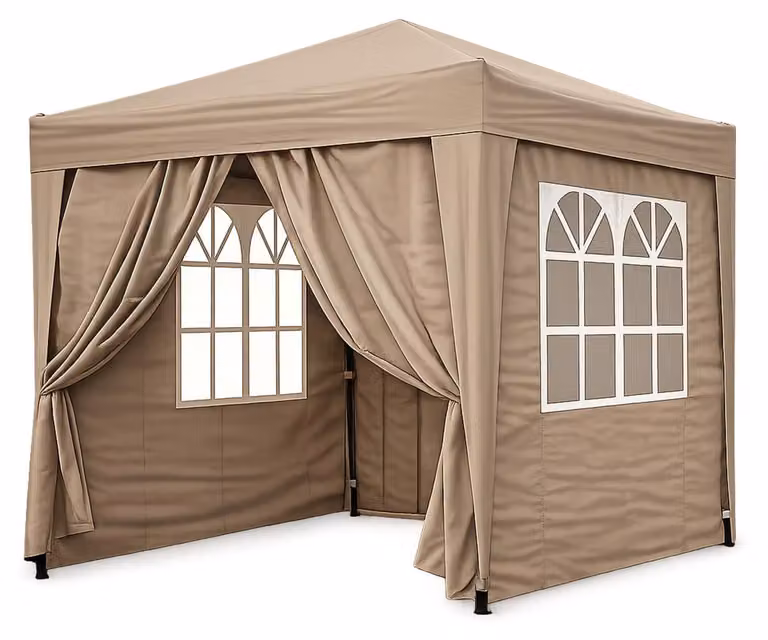 Gazebo da giardino - Tenda per feste - 2 x 2 metri - Grigio antracite - Con pareti laterali e finestre - Ideale per giardino, campeggio ed eventi