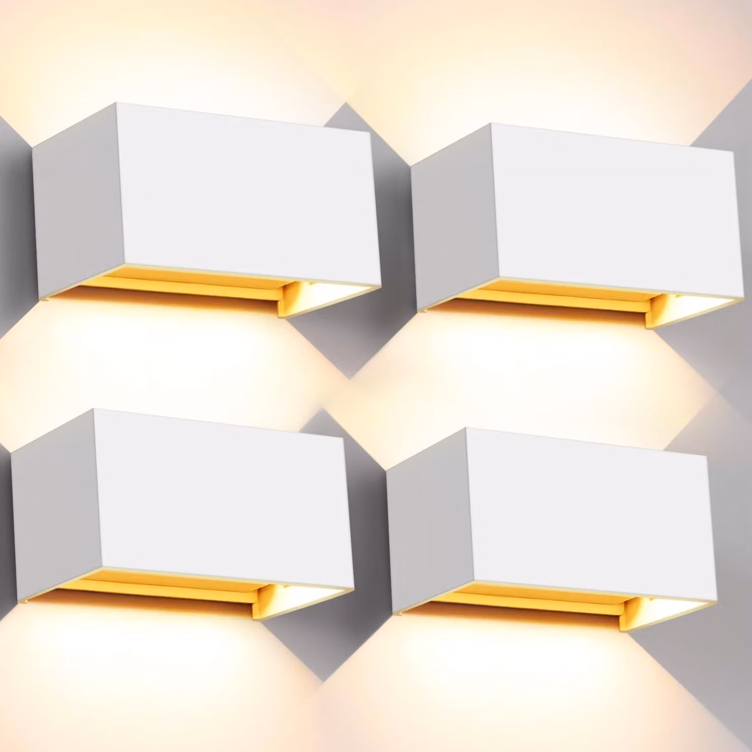 Lampade da parete a LED, 20 W, 3000 K, grado di protezione IP65, regolabili, set da 4