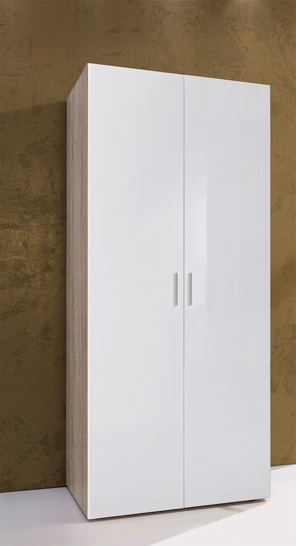 Armadio Armadio Malta rovere grezzo / bianco lucido 80 cm a 2 ante