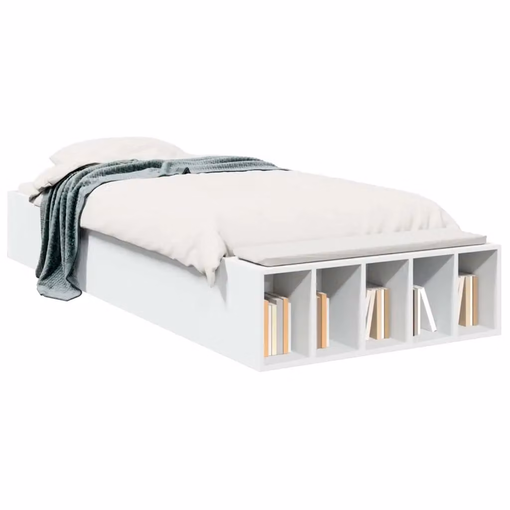 Letto con contenitore e scaffale laterale vidaXL Bianco L 200 x L 80 cm – 2