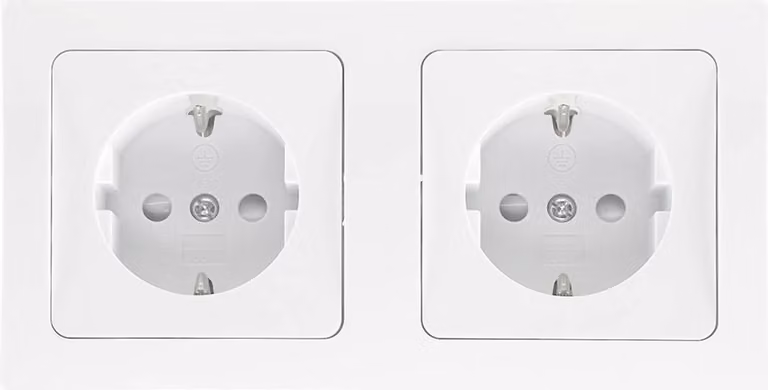 Chilitec DELPHI set 2 prese di corrente + telaio a 2 poli 250V~/ 16A, connessione a spina, bianco