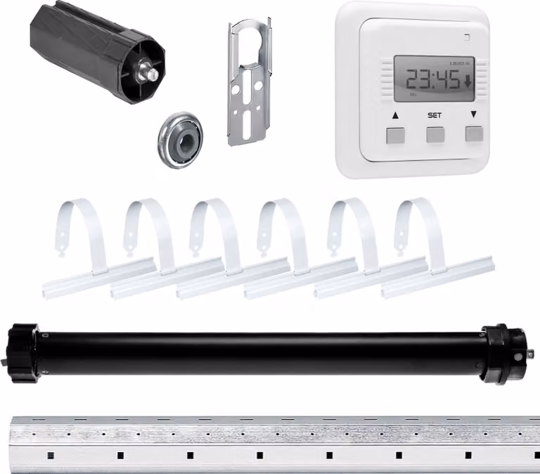 Set completo | PE5 10/15-60 incl. doppio bilanciere | 10Nm = forza di trazione fino a 25Kg | albero ottagonale 60mm | lunghezza albero 100 | motore per tapparelle, azionamento per tapparelle