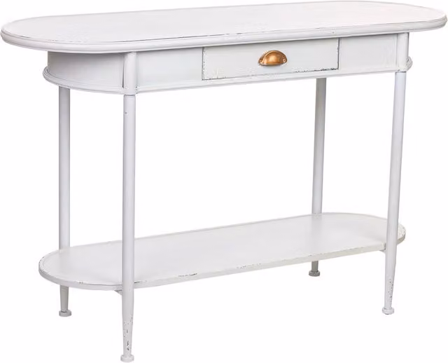 Mobili d'ingresso 1 cassetto e ripiano in metallo bianco 120x41x75h cm