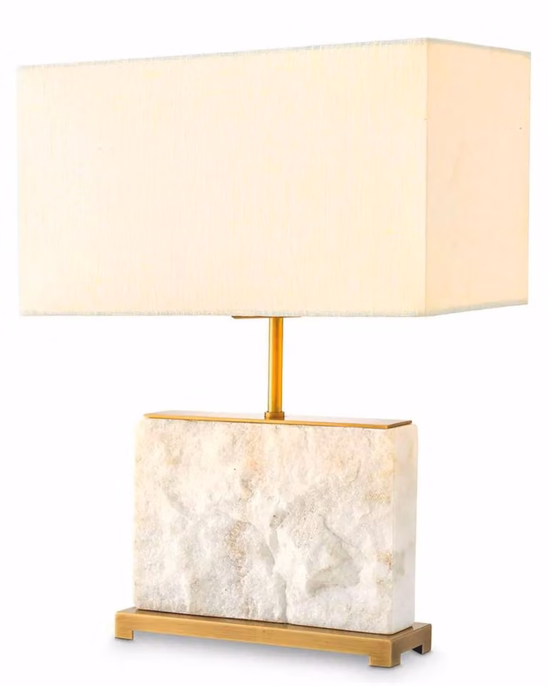 Casa Padrino lampada da tavolo in marmo bianco/ottone antico h. 55 cm - Lampade da tavolo in marmo