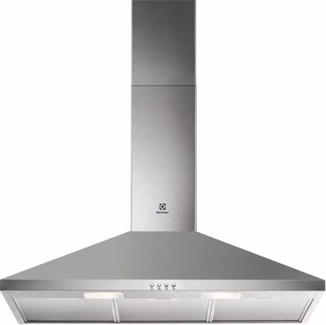 Cappa a parete Electrolux LFC319X in acciaio inox color argento con aspirazione o ricircolo, potenza 420 m³/h e classe energetica D