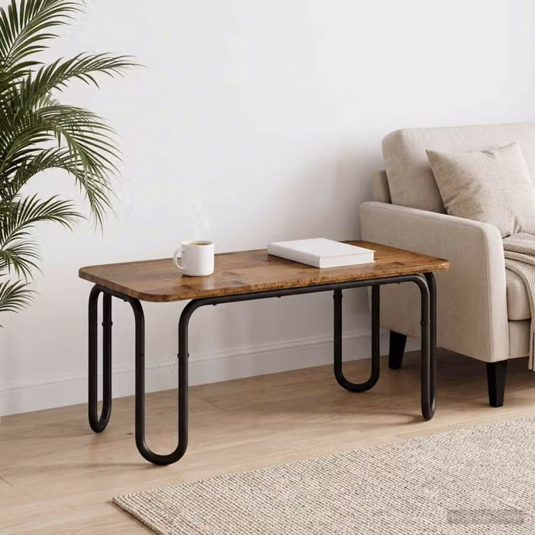vidaXL Tavolino da salotto moderno in legno marrone L: 100 cm, P: 50 cm, H: 45 cm