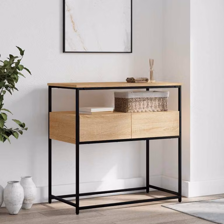 vidaXL Tavolo Consolle in Legno Agglomerato Rovere Sonoma, L 75 cm x P 40 cm x H 75 cm