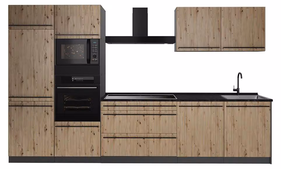 Cucina componibile Vicco R-Line Rovere artigianale/Antracite 340 cm piano di lavoro Antracite, Model 67325