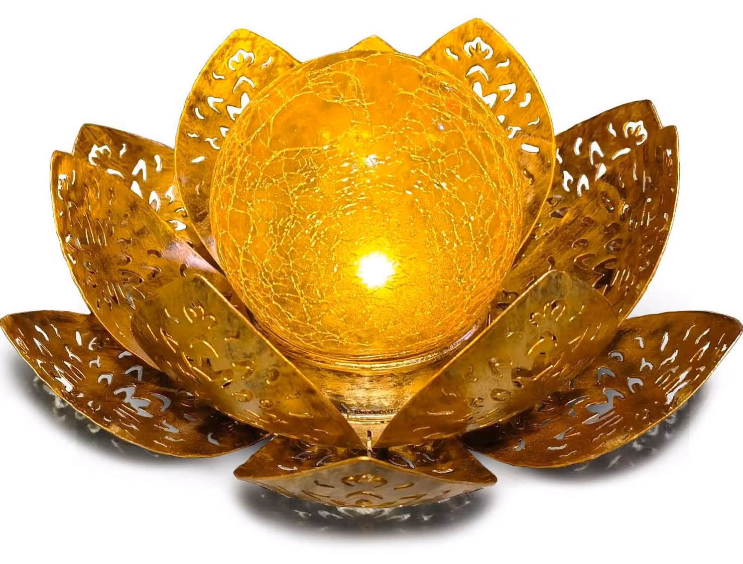 Lampada solare da giardino Loto, 20 x 20 cm, acciaio inox, ambra