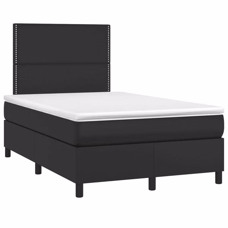Giroletto a Molle con Materasso Nero 120x190 cm in Pelle finta