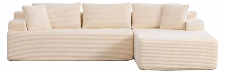 Divano modulare a forma di L, con 4 posti a sedere - Orientamento rettangolare - Rivestimento in chenille - Imbottitura in schiuma ad alta elasticità 30D - Base antiscivolo - Colore avorio