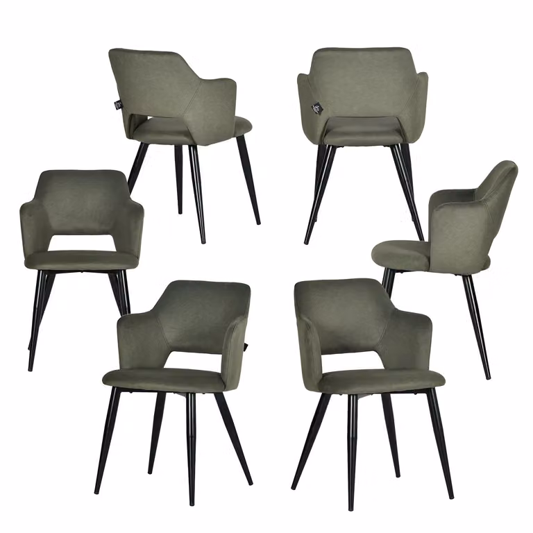 Meubles Cosy Set da 6 sedie da pranzo in stile scandinavo con braccioli, tessuto ecologico e seduta imbottita, verde - AKANJI CC