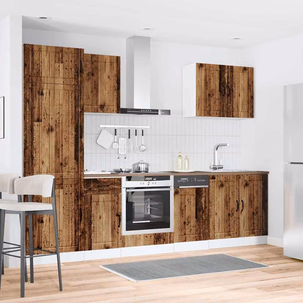 Set Mobili da Cucina vidaXL Lucca in 7 Pezzi, Legno Vecchio Marrone, Stile Rustico