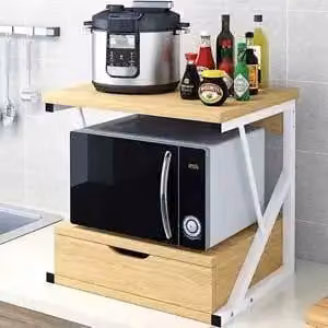 Ripiano per microonde - Ripiano da cucina - Struttura in acciaio - Piano in MDF - Organizer per cassetti - Versatile - 50 x 30 x 50 cm - Mobiletto