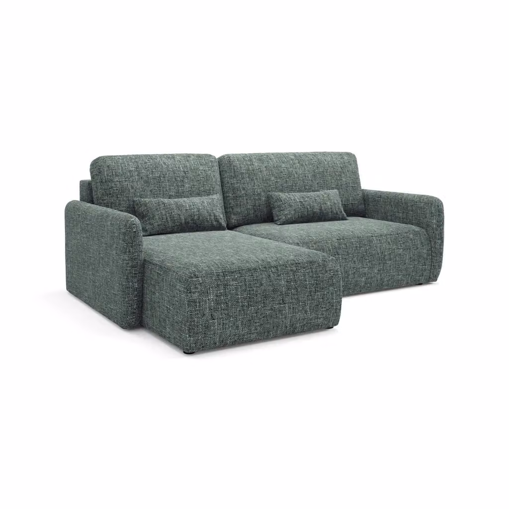 Pagno Divano Letto ad L con Penisola Contenitore Verde, L/P/H: 207 x 148 cm – 2