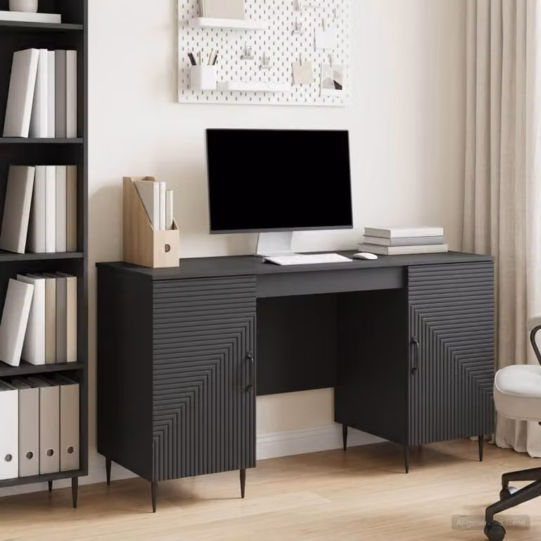 Maison Exclusive - Scrivania nera, dimensioni 142,5 x 50 x 75 cm, realizzata in materiale composito di legno