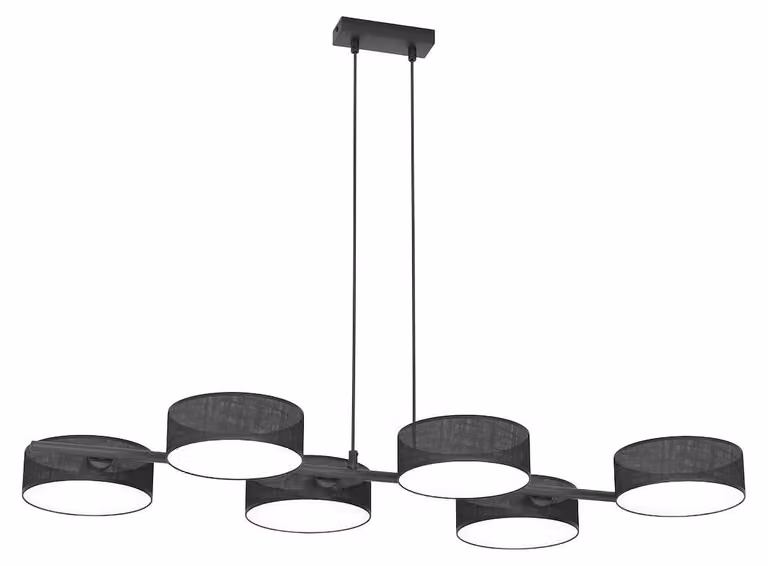 Lampada a sospensione DRUMZ nera 6xE14x15W in tessuto, dimensioni: 120x100x46 cm, IP20, Emibig
