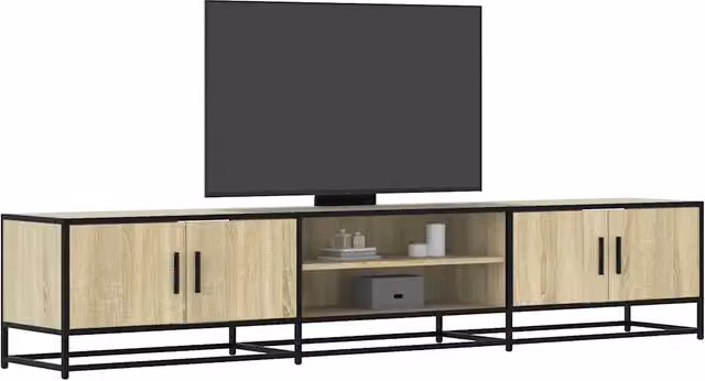 Mobile TV stile industrial vidaXL in legno e metallo, colore rovere beige e marrone, L: 210 cm, P: 35 cm, H: 41 cm – 1