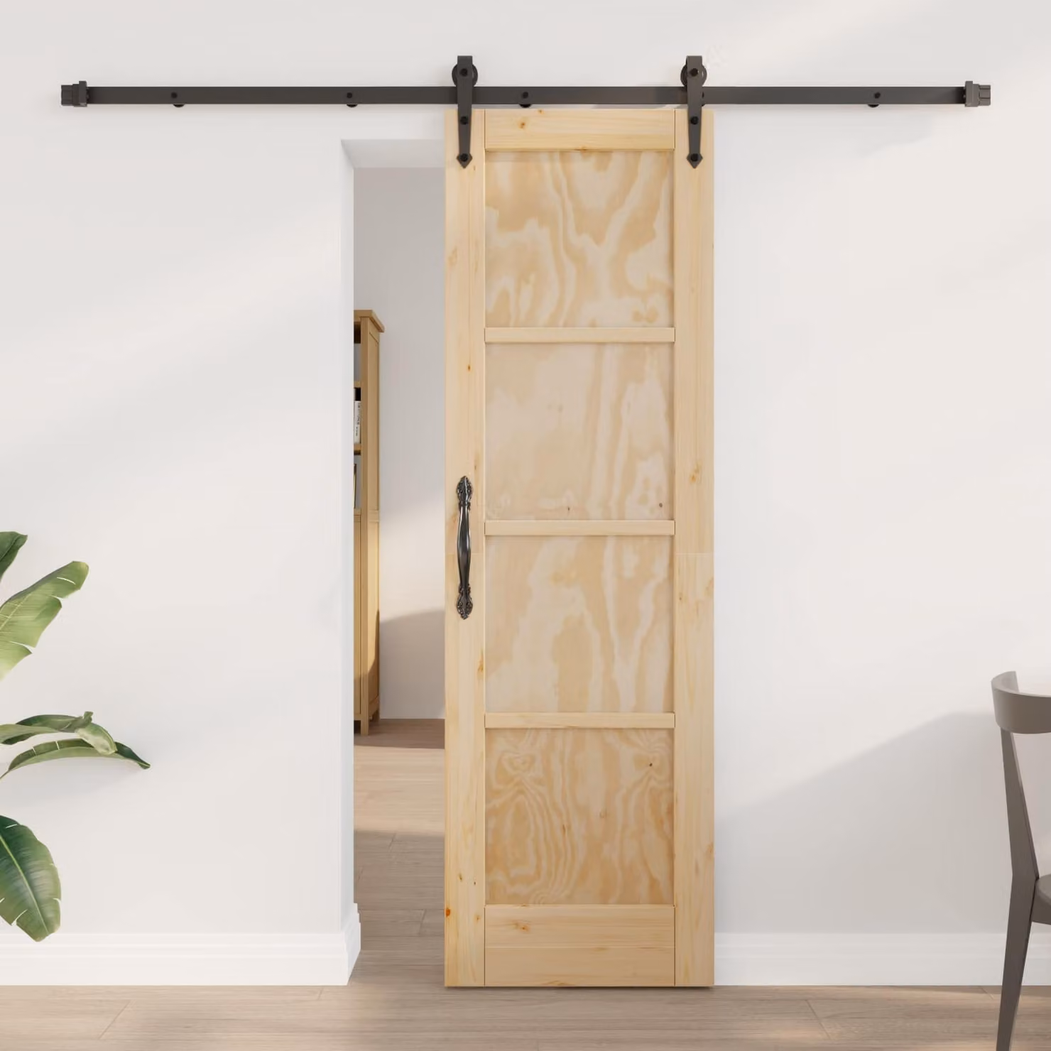 Porta scorrevole moderna vidaXL ORKDAL in legno e acciaio, colore marrone e beige, L: 61 cm x H: 198,5 cm
