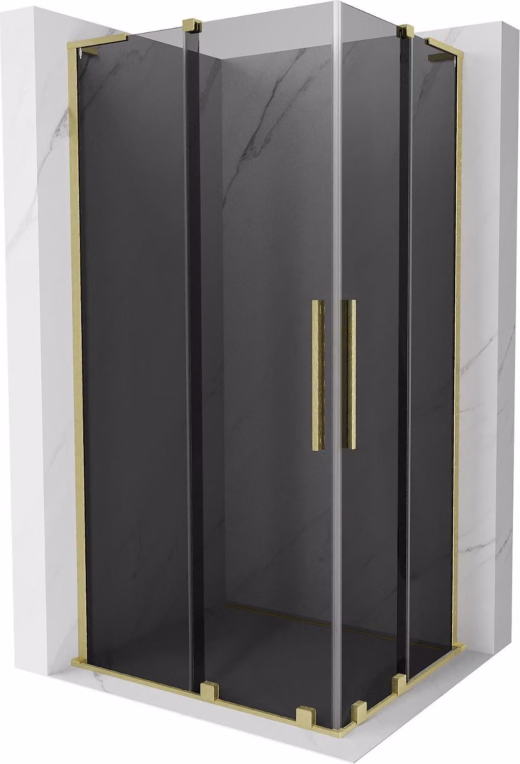 Mexen Velar L Duo cabina doccia scorrevole 100 x 90 cm, grafite, oro spazzolato - 871-100-090-02-43-55