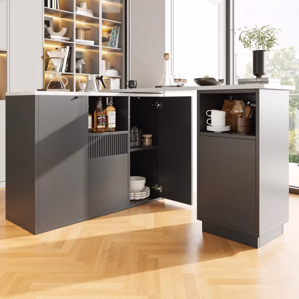 Tavolo Bar Girevole REDOM Nero in MDF L: 210 cm, P: 30 cm, H: 100,9 cm – 2