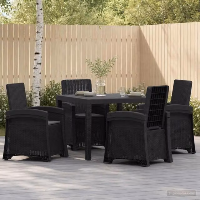 Set da Pranzo per Giardino 5 pz Antracite PP 3430104
